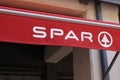 Spar supermarket logo facade sign and text brand market shop entrance group food