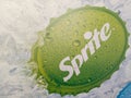 Sprite logo sign and text brand Lemon Lime soda produced by the Coca-Cola Company Royalty Free Stock Photo