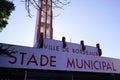 Stade Municipal in Bordeaux city sign text of Chaban-Delmas of Union Bordeaux Begles