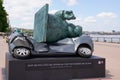 Statue sculpture exhibition Le chat deambule The cat walks with car gets run over by a