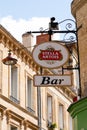 Stella Artois beer belgium brewery restaurant sign text and brand logo on pub bar Royalty Free Stock Photo