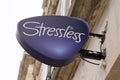 Stressless logo sign in storefront of manufacturer and distributor of mattresses Royalty Free Stock Photo