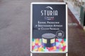 Sturia caviar french brand logo and text sign on panel egg fish store Royalty Free Stock Photo