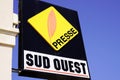 Sud ouest brand and press newspaper shop text sign and logo on french library store