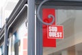 Sud ouest newspaper shop sign text and brand logo on french library store