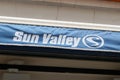 SUN VALLEY logo and sign of French brand skiing skiwear and sports chic