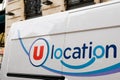 Super u location sign logo on panel van rental trucks french supermarket chain