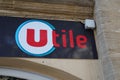 Super U market logo brand utile and text sign shop french supermarket store