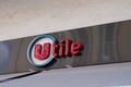 Super U utile market shop supermarket sign store and round u logo brand facade wall