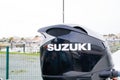Bordeaux , Aquitaine / France - 02 15 2020 : Suzuki logo sign brand outboard motor marine engine boat