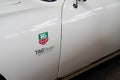 TAG HEUER logo brand and text sign chronograph stickers on side ancient retro car of