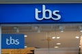 Tbs logo brand and text sign blue store of sporty shop
