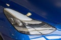 Bordeaux , Aquitaine / France - 11 13 2019 : Tesla car headlight front electric vehicle blue in dealership