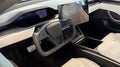 Tesla Model y new electric car interior with large touch screen tablet dashboard