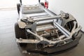 Bordeaux , Aquitaine / France - 11 13 2019 : tesla motor engine detail model s chassis real in store showroom dealership