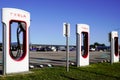 Tesla Super charger with logo sign and text for electric modern vehicle car charger