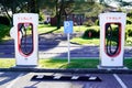 Tesla Supercharger car station point fast-charged for american electric vehicle Royalty Free Stock Photo