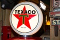 Texaco Sign logo and brand text Inc. Texas Company American oil subsidiary of Chevron