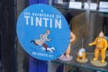 Tintin aventure text brand and logo sign store of herge comic hero shop sell book