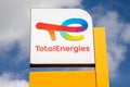 Total energies brand text logo sign price panel Totalenergies gas service fuel station