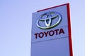 Toyota logo and text sign for dealership car Japanese brand of automotive