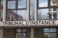 tribunal d\'instance sign french text means courthouse district court in facade