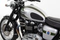 Triumph bonneville Motorcycle logo and text sign on green grey modern fuel tank of