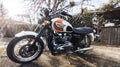 Triumph bonneville t100 bonnie carburetor bike detail side in winter outdoor