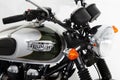 Triumph bonneville t100 tank fuel detail green grey motorcycle classic retro british