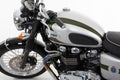 Triumph bonneville t100 110th anniversary green silver motorcycle classic neo retro Royalty Free Stock Photo