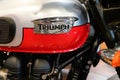 triumph motorcycle t100 scrambler bonneville british brand logo and sign text of neo Royalty Free Stock Photo