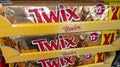 Twix text logo and sign brand chocolate bar in the package