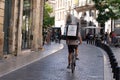 Bordeaux , Aquitaine / France - 11 07 2019 : Ubereats delivery bike man on cycle bike