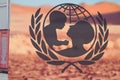 Unicef sign round logo of international organization united Nations Children