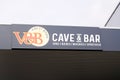 Vandb cave and bar sign text with letters logo of v&b v and b store wine beer French