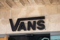 vans logo brand and text sign on wall facade storefront fashion business Royalty Free Stock Photo