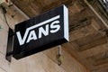 Bordeaux , Aquitaine / France - 10 28 2019 : Vans shop sign logo store street american footwear shoes apparel company specialized Royalty Free Stock Photo