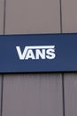 Vans shop sign text and logo store of american footwear shoes apparel company Royalty Free Stock Photo