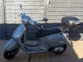 Vespa gts hpe Italian brand text and logo sign on grey scooter gray modern motorbike