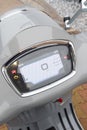 vespa tft dashboard speedometer logo brand and text grey scooter