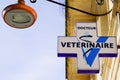 Veterinaire french logo cross sign doctor for pet means veterinary