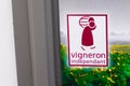 Vigneron independant logo brand viticultural trade association and text sign label of