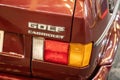 Volkswagen Golf 1 cabriolet karman car logo brand and text sign young timer vintage