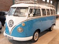 Volkswagen Type 2 Minibus 1960 sixties Classic VW logo brand and text sign Camper Van Royalty Free Stock Photo