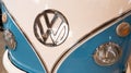 Volkswagen Type 2 Minibus 1960 sixties Classic VW logo brand and text sign on front Royalty Free Stock Photo