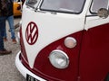 Volkswagen Type 2 Minibus 1960 sixties Classic VW logo brand and text sign on white Royalty Free Stock Photo