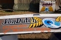 Von Dutch logo text and brand sign American chain in part paint old retro door car