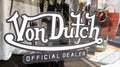 Von Dutch official dealer logo text and brand sign American multinational apparel