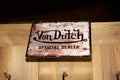 Von Dutch official dealer logo text and brand sign facade American store apparel brand