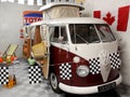 Vw brand sign and text logo of sixties so 42 westfalia camper van Minibus Volkswagen